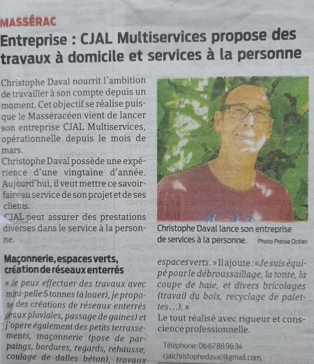 photo de l'article de Presse océan sur l'entreprise cjal